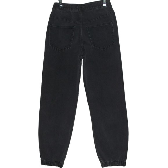 Express Jogger Size 6 Super High Rise Knit Denim Pants Black/Gray Elastic Waist - Picture 9 of 12